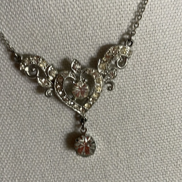 VINTAGE pendant silver tone and crystals - Picture 2 of 4
